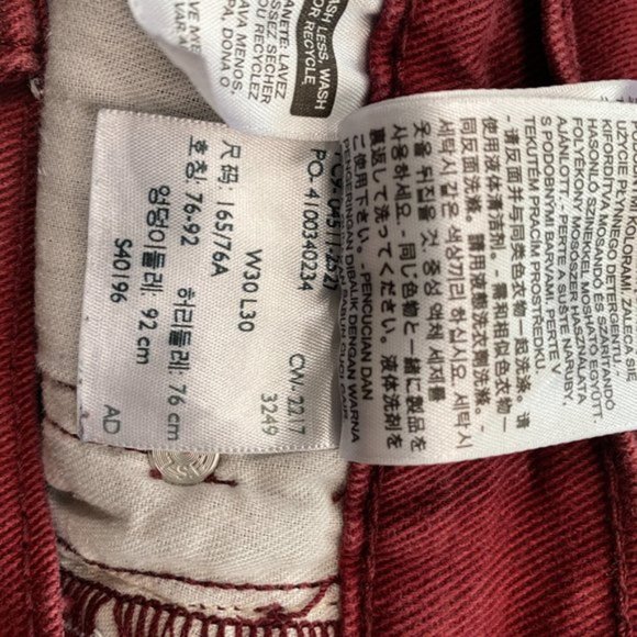 Men's Levi's 511 Classic Straight Leg Red  White Tab Premium Denim Jeans - Picture 4 of 10